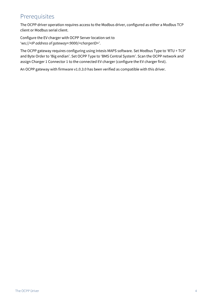 Preview thumbnail of page 4 of the OCPP Driver Manual PDF document.